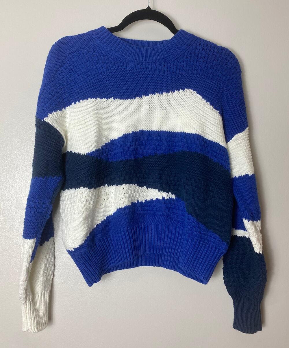 Madewell Cobalt Blue White Chunky Knit Sweater